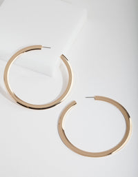 Gold Large Flat Hoop Earrings - link has visual effect only