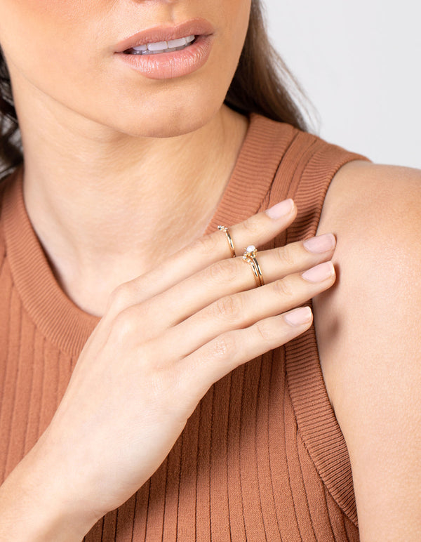 Gold Fine Moonstone Ring Pack