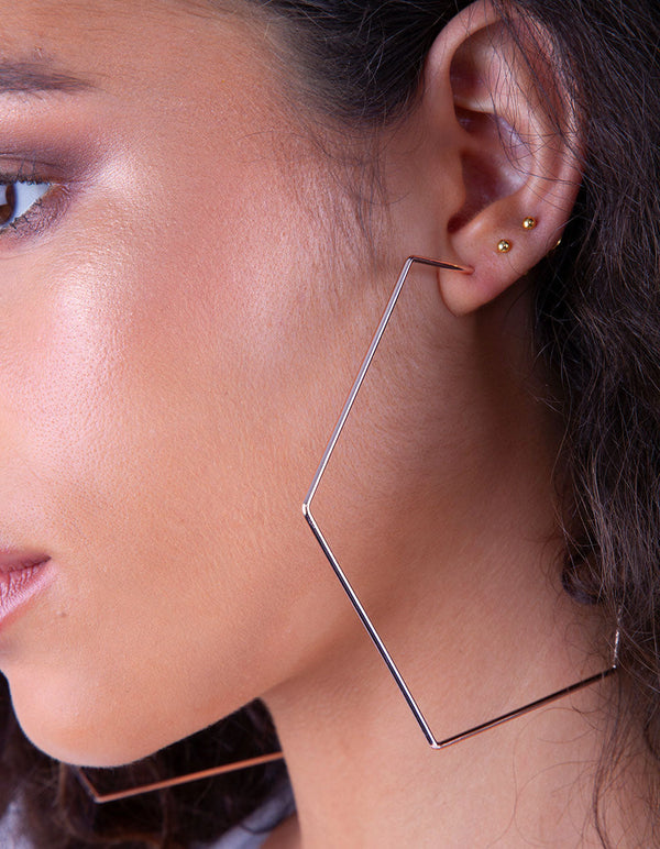 Rose Gold Geometric Oversized Hoop Earrings