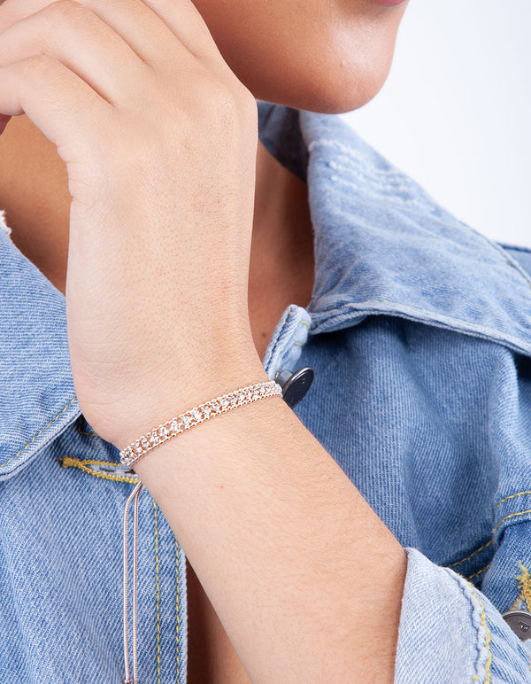 Rose Gold Ball Toggle Diamante Bracelet