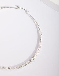 Silver Textured Large Hoop Earrings - link has visual effect only