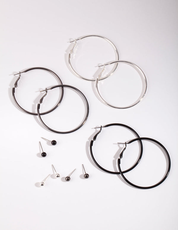 Mixed Metal Stud and Hoop Earring 6 Pack