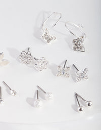 Silver Butterfly Hoop Drop Earring Pack - link has visual effect only