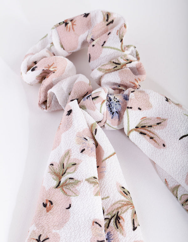 Kwiatowy długi szalik scrunchie