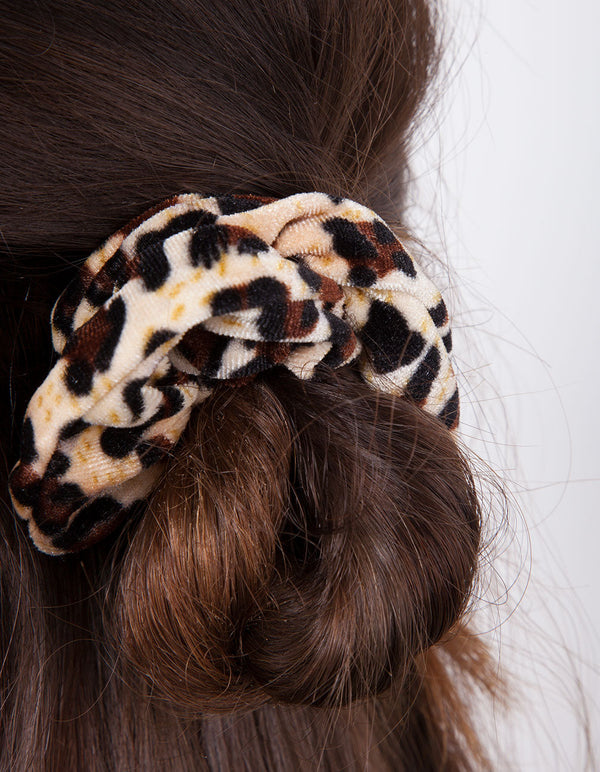 Metallic Gold Leopard Leatherette Scrunchie 3 Pack
