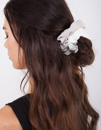 Floral Linen Scrunchie 3 Pack - link has visual effect only