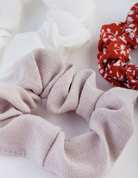Floral Linen Scrunchie 3 Pack - link has visual effect only