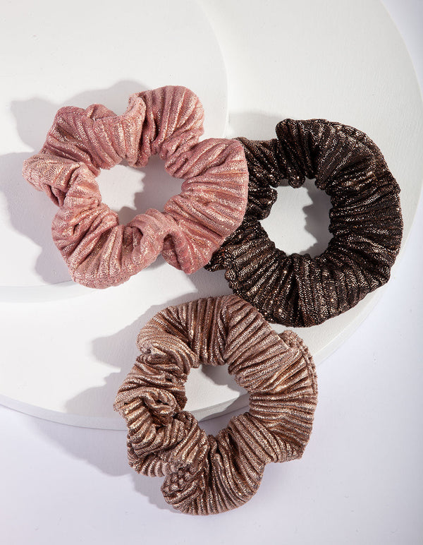 Pink Metallic Scrunchie 3 Pack