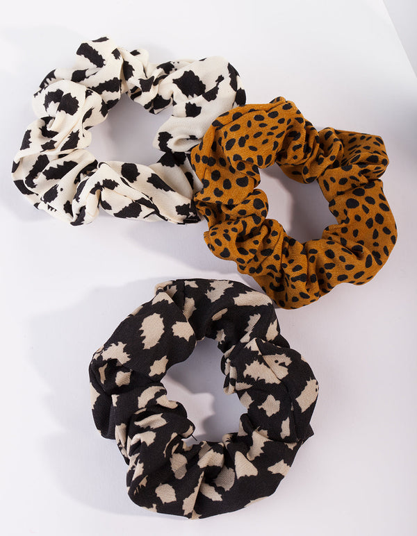 Mixed Leopard Scrunchie 3 Pack