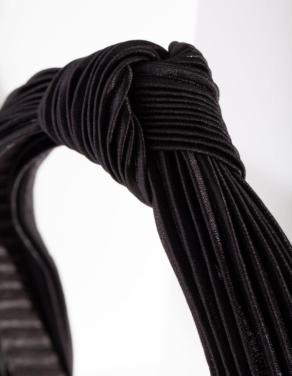 Black Pleated Turban Headband