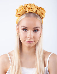 Yellow Satin Triple Flower Headband - link has visual effect only