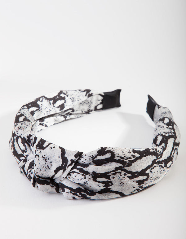 Black and White Snakeskin Turban Headband