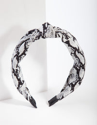 Black and White Snakeskin Turban Headband - link has visual effect only