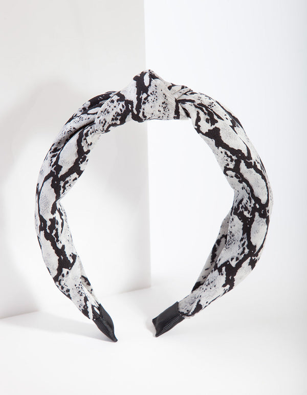 Black and White Snakeskin Turban Headband