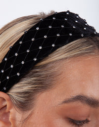 Black Velvet Diamante Net Headband - link has visual effect only