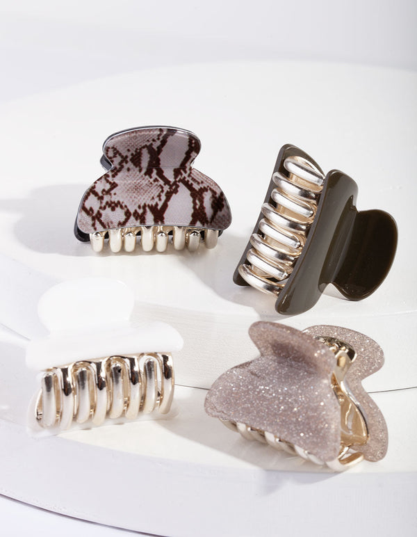 Acrylic Snake Glitter Hair Clip Pack