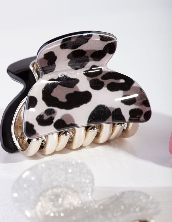 Pink Glitter Multi Leopard Clip Pack