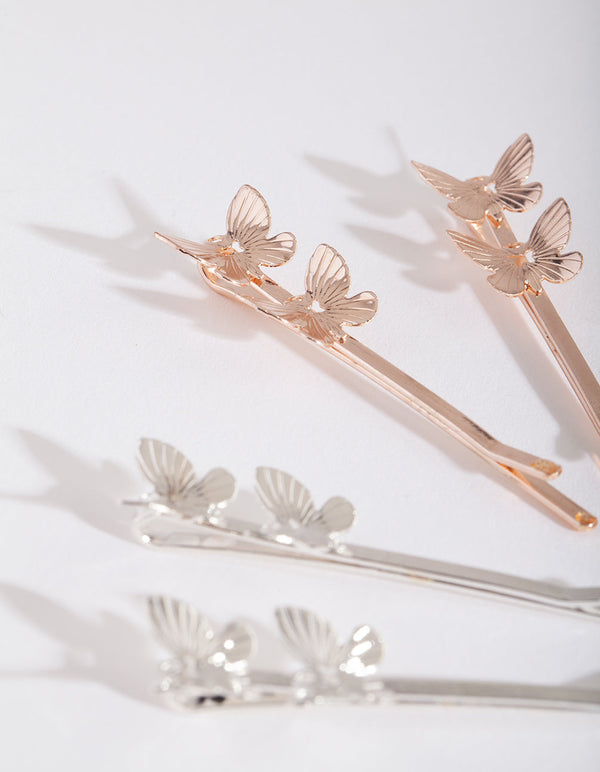 Butterfly Mixed Metal Hair Pin Pack