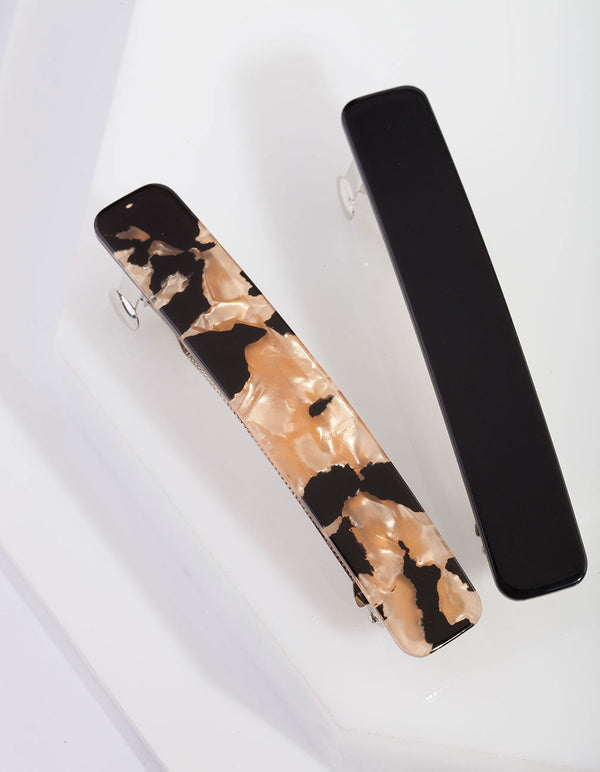 Tortoiseshell Black Clip 2 Pack