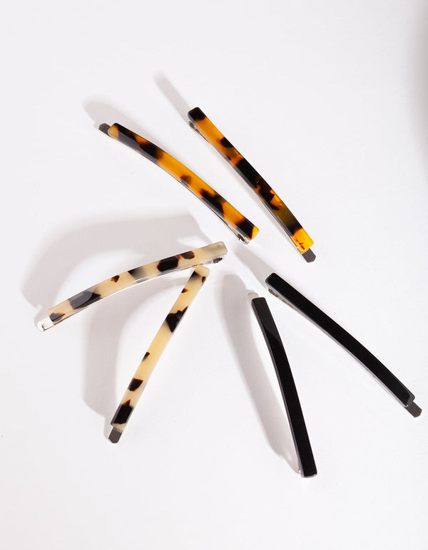 Tortoiseshell Black Clip 6 Pack