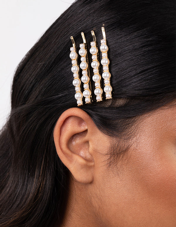 Gold Pearl Cluster Pins