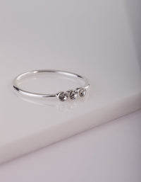 Sterling Silver Diamante Trio Ring - link has visual effect only