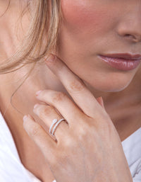 Sterling Silver Diamante Snake Ring - link has visual effect only