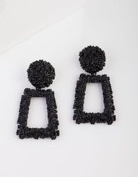 Black Textured Geometric Drop Earrings - link has visual effect only