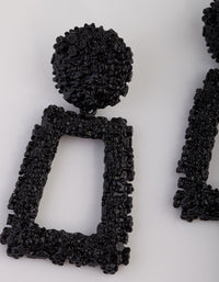 Black Textured Geometric Drop Earrings - link has visual effect only