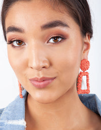 Coral Textured Geometric Drop Earrings - link has visual effect only