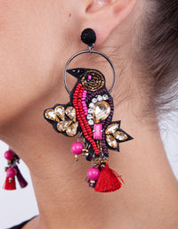 Red Halo Bird Statement Earrings - link has visual effect only