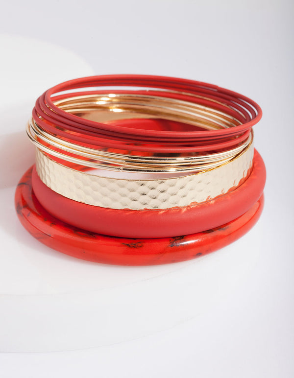 Red Gold Acrylic & Metal Bracelet Pack