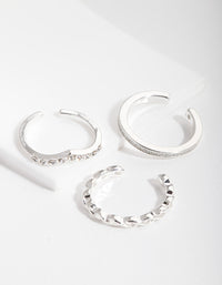Silver Diamante Band 3 Pack Toe Rings - link has visual effect only