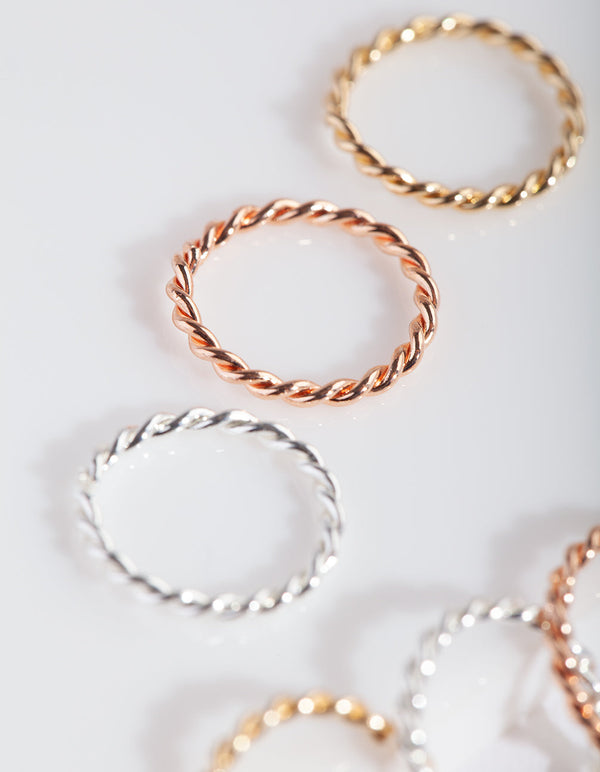 Mixed Metal Twisted Faux Body Rings