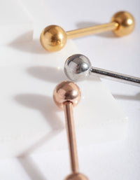 Mixed Metal Tongue Bar 3 Pack - link has visual effect only