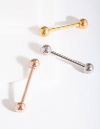 Mixed Metal Tongue Bar 3 Pack - link has visual effect only