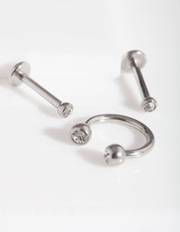 Rhodium Classic Flat Back Earring 3 Pack - link has visual effect only