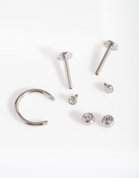Rhodium Classic Flat Back Earring 3 Pack - link has visual effect only