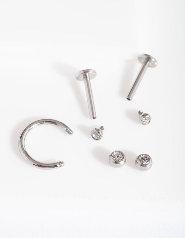 Rhodium Classic Flat Back Earring 3 Pack