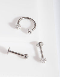 Rhodium Surgical Steel Disco Ball Barbell 3 Pack - link has visual effect only