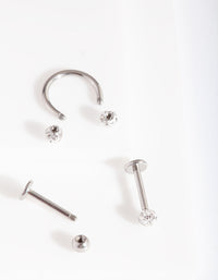 Rhodium Surgical Steel Disco Ball Barbell 3 Pack - link has visual effect only