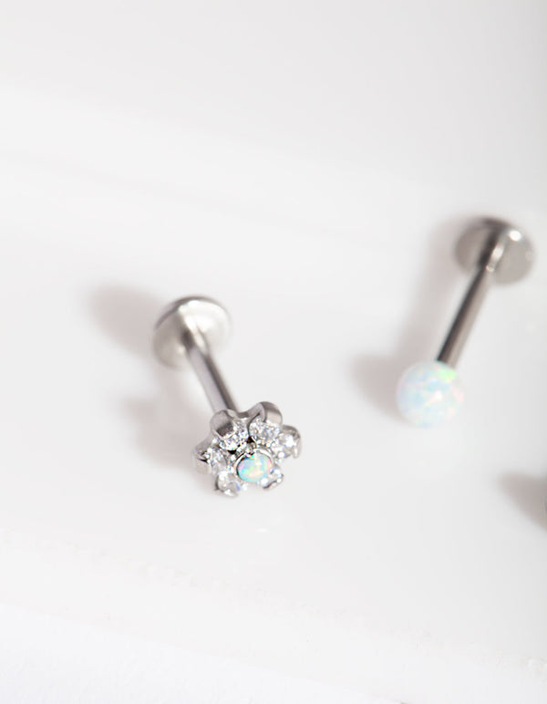 Rhodium Synthetic Opal Flatback 3 Pack