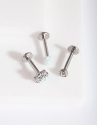 Rhodium Synthetic Opal Flatback 3 Pack - link has visual effect only