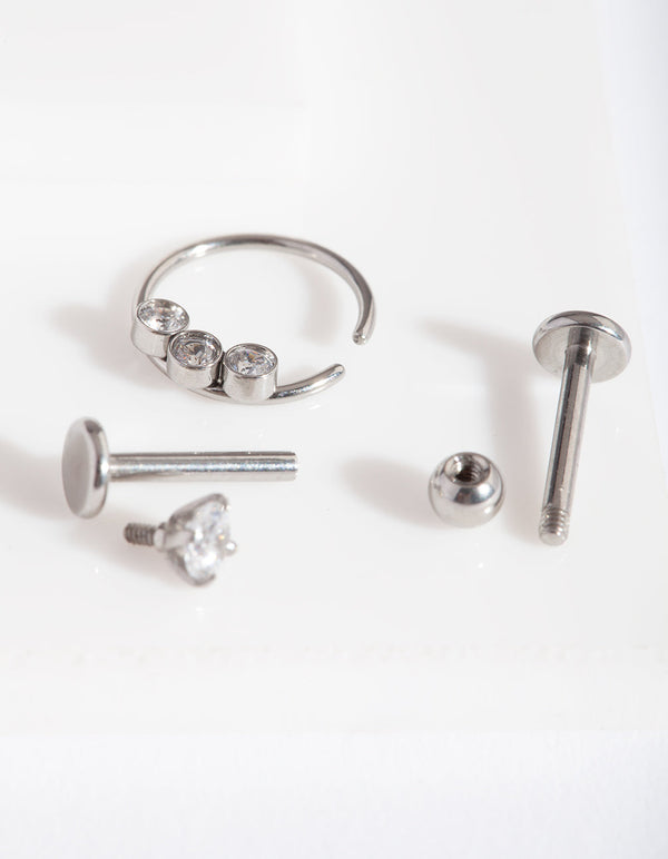 Rhodium Diamante Flat Back Body Jewellery Pack