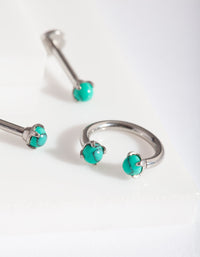 Rhodium Turquoise Flat Back Jewellery 3 Pack - link has visual effect only