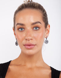 Deep Blue Filigree Huggie Hoop Earrings - link has visual effect only