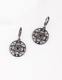 Deep Blue Filigree Huggie Hoop Earrings - link has visual effect only