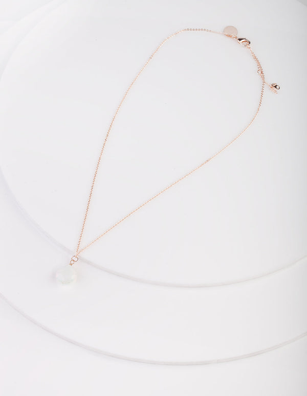 Moonstone Teardrop Rose Gold Necklace