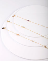 Semi-Precious Stone Gold Bracelet and Anklet 3 Pack - link has visual effect only