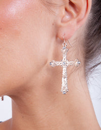 Rose Gold Cross Crystal Stone Earrings - link has visual effect only
